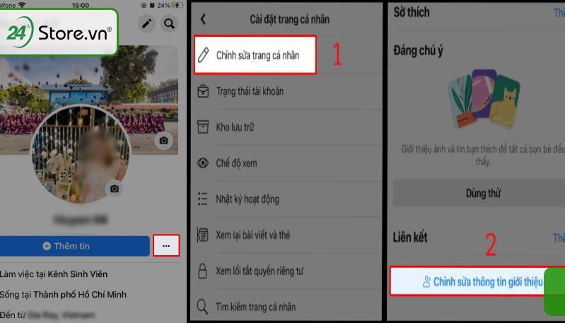 Truy cập ứng dụng Facebook và nhấn biểu tượng 3 chấm