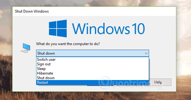 Khởi động lại máy tính bằng Alt+F4