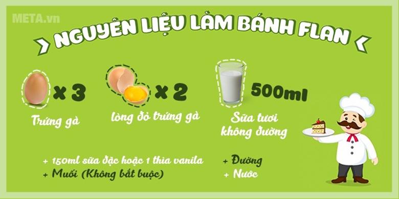 Nguyên liệu chế biến bánh Flan bằng lò nướng