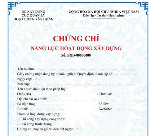 Cấp chứng chỉ năng lực của tổ chức thi công xây dựng công trình