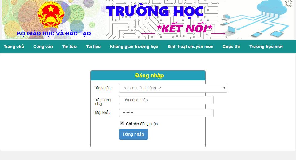 Đăng nhập vào trường học kết nối