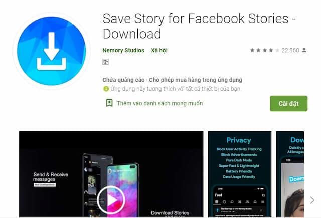 Tải và cài đặt ứng dụng Save Story for Facebook Stories vào điện thoại