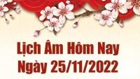 Lịch âm 25/11, xem lịch âm hôm nay Thứ Sáu ngày 25/11/2022 là ngày tốt hay xấu? Lịch vạn niên 25/11/2022