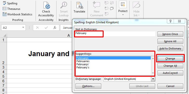 Kiểm tra lỗi chính tả và ngữ pháp trên Excel 3