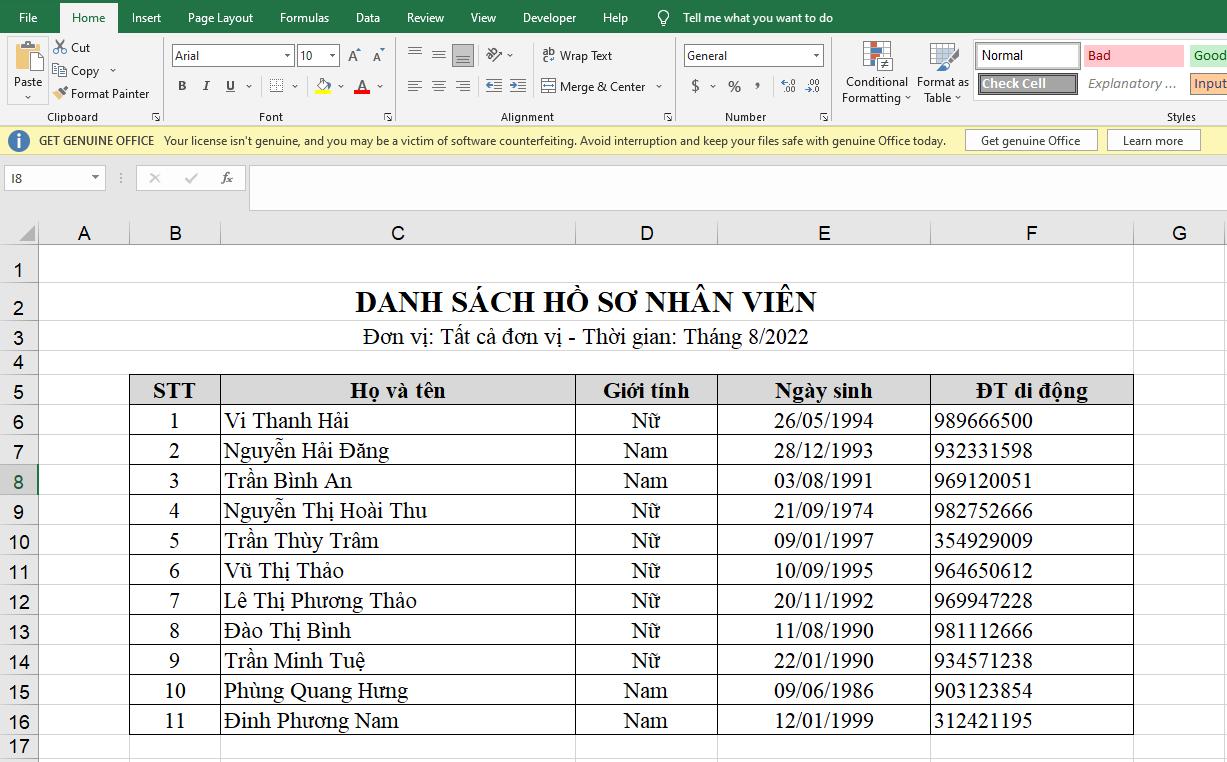 Cách hiển thị số 0 ở trước dãy số trong Excel