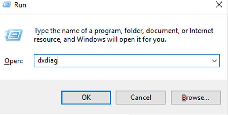 DirectX Diagnostic Tool kiểm tra card màn hình laptop cực nhanh đơn giản nhập "dxdiag" và nhấn OK