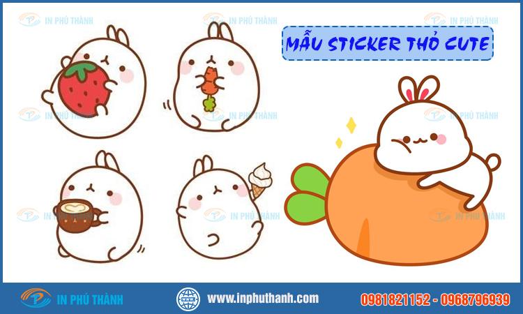 Sticker thỏ cute nhiều mẫu đẹp thiết kế theo yêu cầu - In Phú Thành