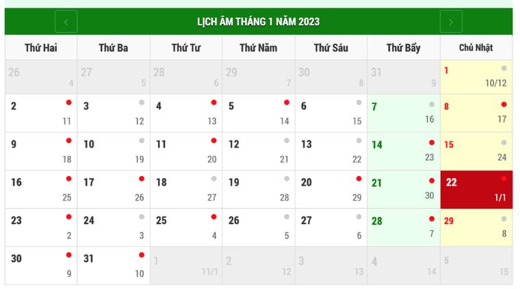 tết nguyên đán 2023