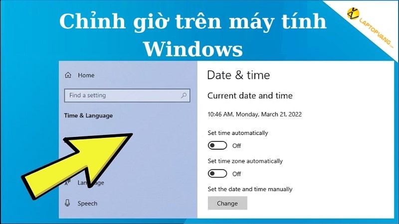 Hướng dẫn 2 cách chỉnh ngày giờ trên laptop Windows