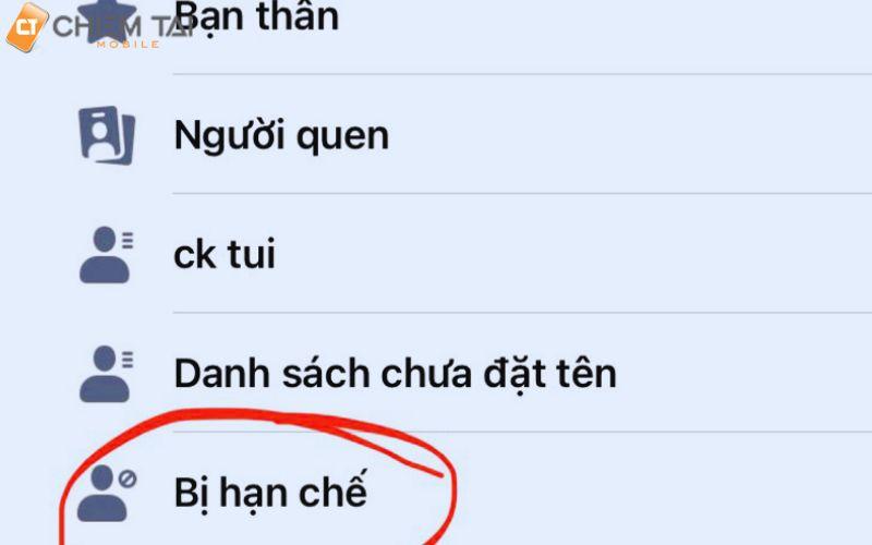 danh sách hạn chế trên Facebook là gì