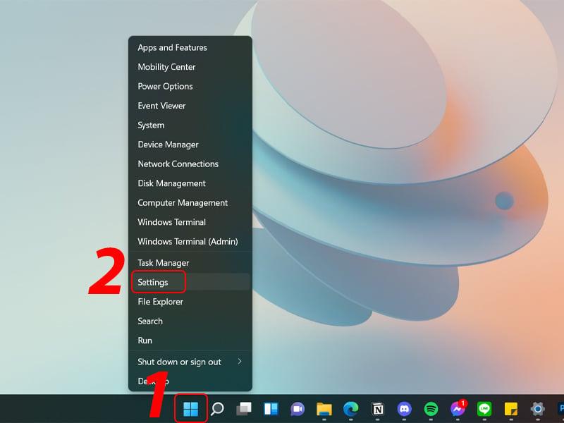 Vào Settings (Cài đặt) trên Windows 11