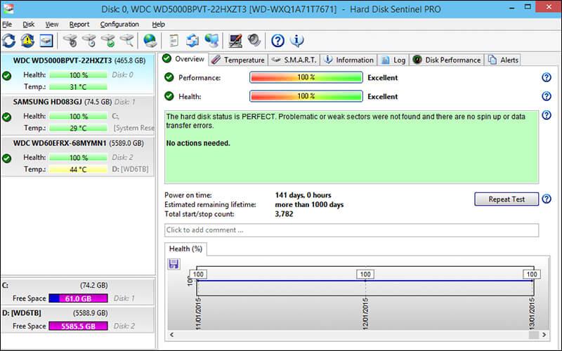 Phần mềm Hard disk Sentinel