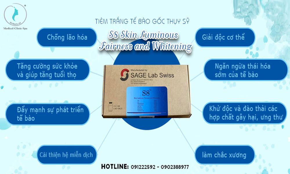 Công dụng Tế bào gốc tiêm truyền trắng S8