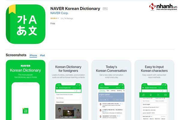 Phần mềm dịch tiếng Hàn sang tiếng Việt Naver