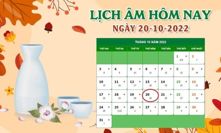 Xem lịch âm hôm nay thứ Năm ngày 20/10 - 1