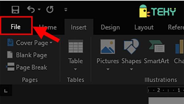Mở file word và chọn thẻ file như hình