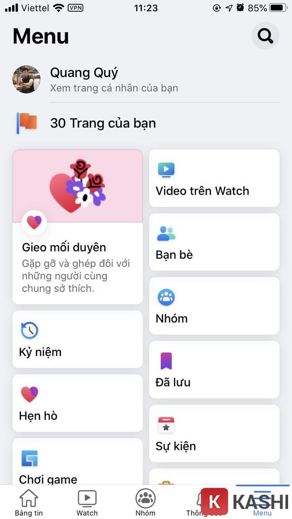 Vào trang cá nhân của bạn.