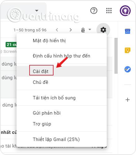 Vào Cài đặt tài khoản Gmail