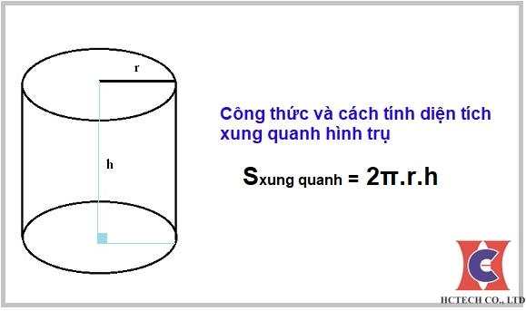 Công thức tính diện tích xung quanh hình trụ