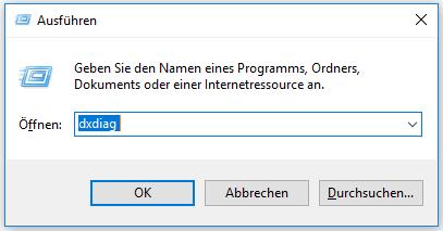 So öffnen und starten Sie dxdiag.exe unter Windows 10/11