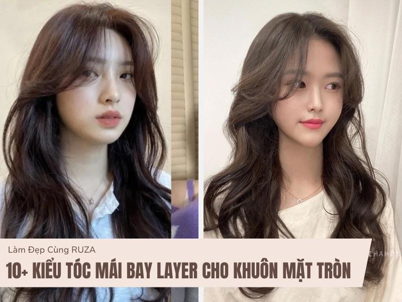 Kiểu tóc mái bay layer cho khuôn mặt tròn