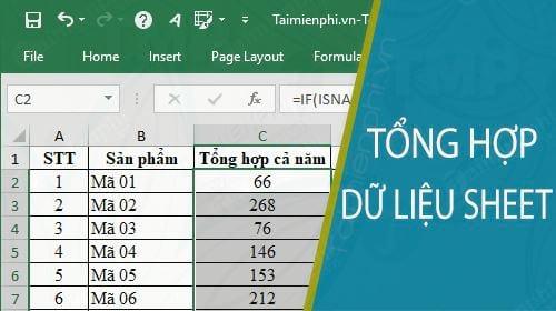 Tổng hợp dữ liệu từ nhiều Sheet trong Excel