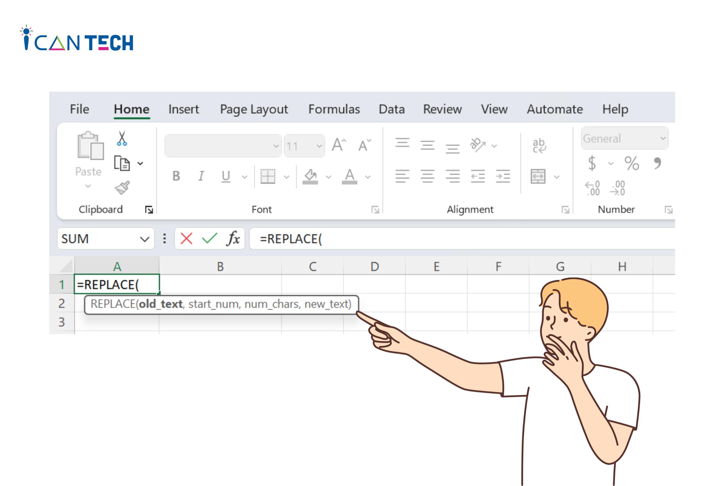 Hướng dẫn sử dụng lệnh REPLACE trong Excel